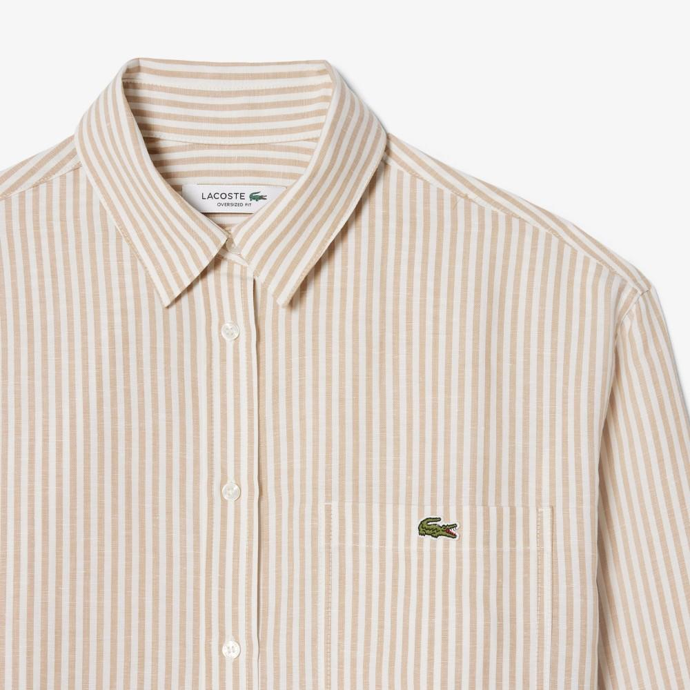 Lacoste Women's Linen Blended Stripe Shirt CF1429-56G8GI