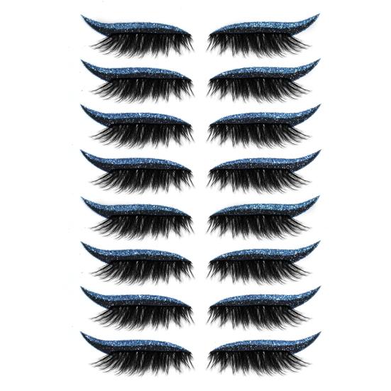 8 Pairs Lazy Eye Shadow Eyelash Eyelashes Makeup Stickers Eye Waterproof Glitter Eyeshadow Makeup Stickers