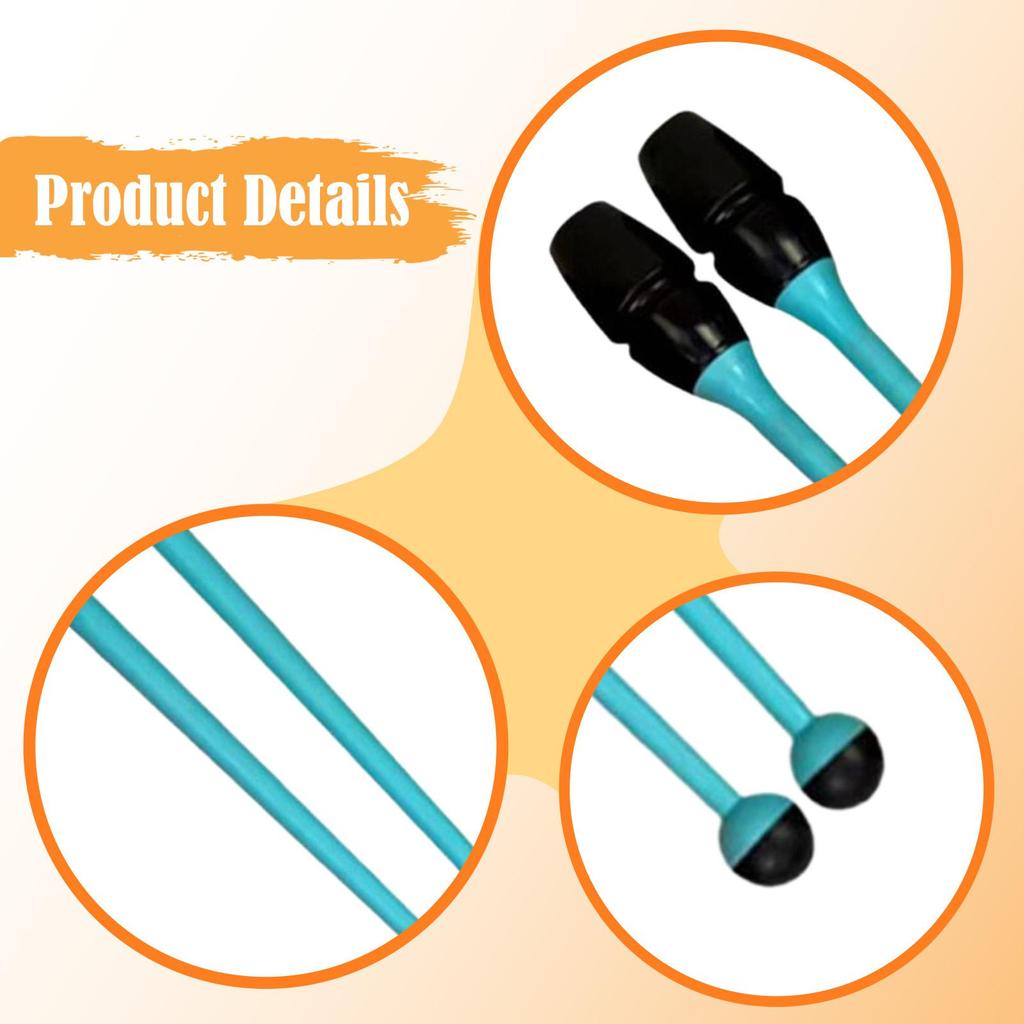 2 Pieces Gymnastics Stick Clubs Dance Exercise,for Children Adult,14.17" Length,Rubber Rhythmic Training Equipment Fitness Props