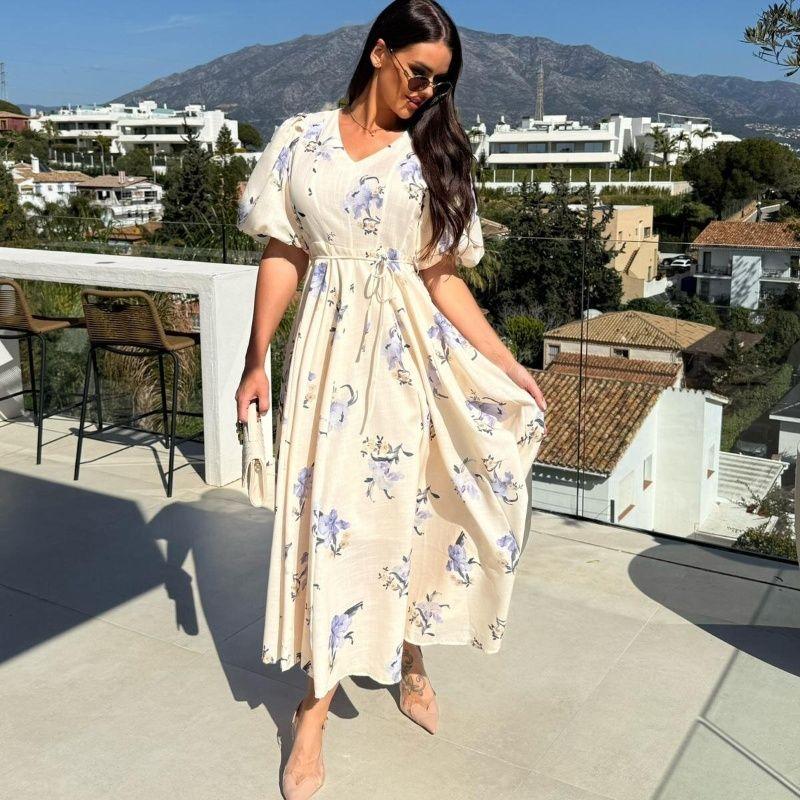 Women Dress Fashion New Print Ladies Skirt Big Hemline Dress