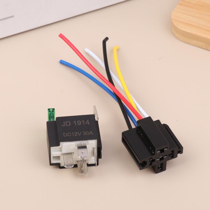 4/5Pin Waterproof 12V 30A Fuse Relay Switch With 14Awg 16 Awg Wire, 12V 4/5 Pin Spst Fuse Relay For Car Truck