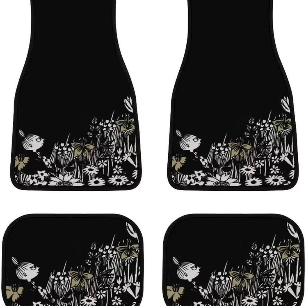 4 Stück Neuer Bohème-Stil Auto-Fußmatten Dekorative Botanische Drucke Auto-Bodenmatten Vorne Hinten Fußmatten-Set Automobilzubehör