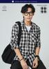HISDERN Checkered Long Sleeve Casual Flannel Yellow and and available in Available in plus 0392Y1 L Men's Shirt Black. Loose-fitting, stylish,