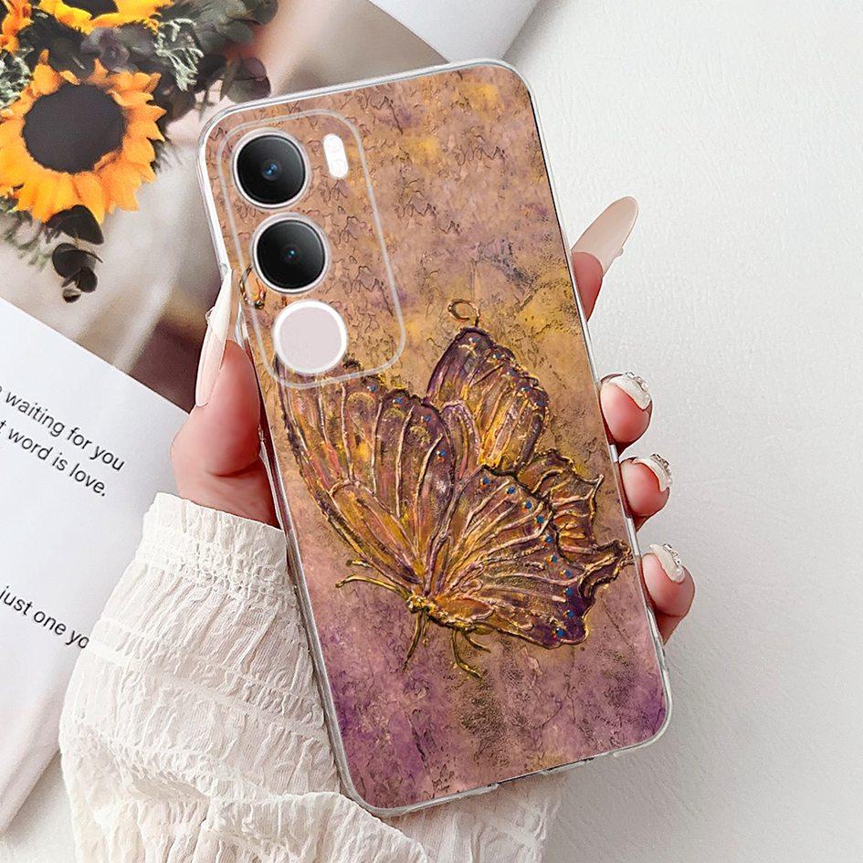 Silicone Case For Vivo Y19s V2419 Cover Lovely Cat Butterfly Cartoon Soft Back Protective Shell For Vivo Y19s 4G Y 19s TPU Coque
