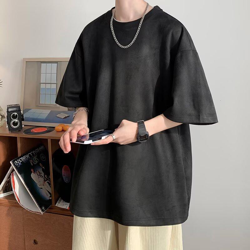 

Men s White Basic Oversized Short Sleeve T-Shirt Casual Minimalist Streetwear Top M чорний