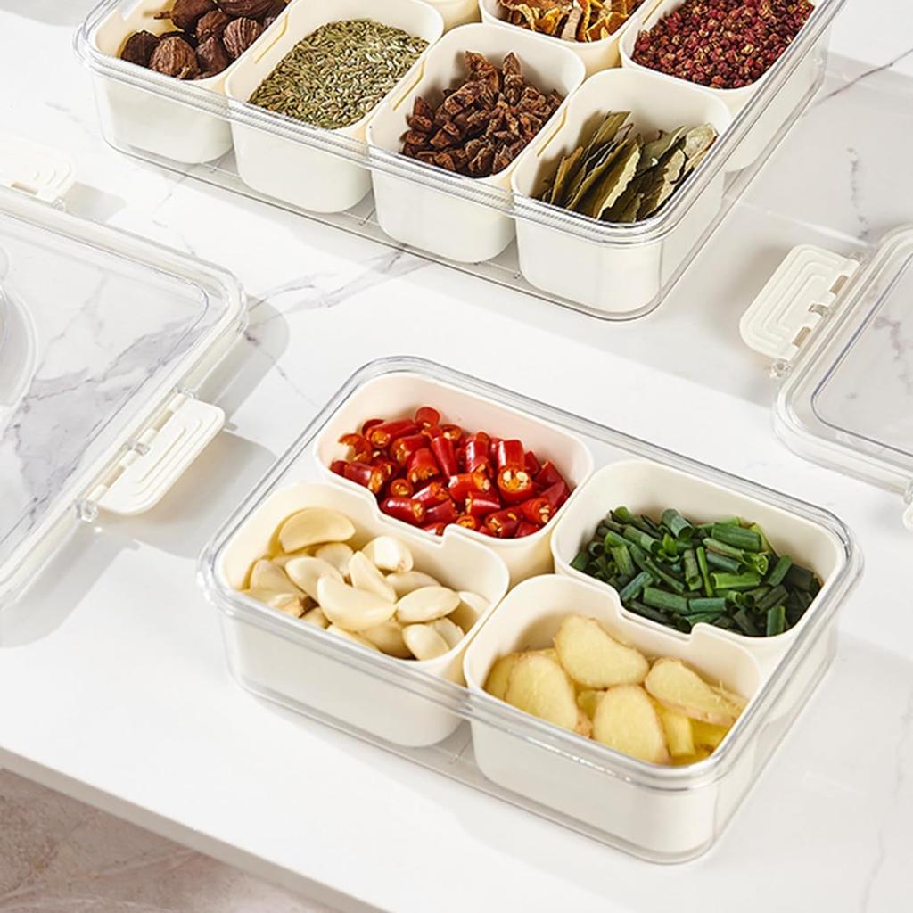 Snack Tray with Handle Portable Snackle Box Container Veggie Serving Tray for Travel Party Refrigerator Snack Organize Box