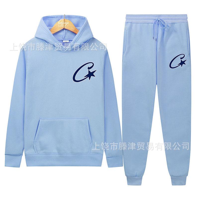 Trendy Corteiz Devil's Island Hoodie Street Hip Hop Sports Pants Casual Versatile Set