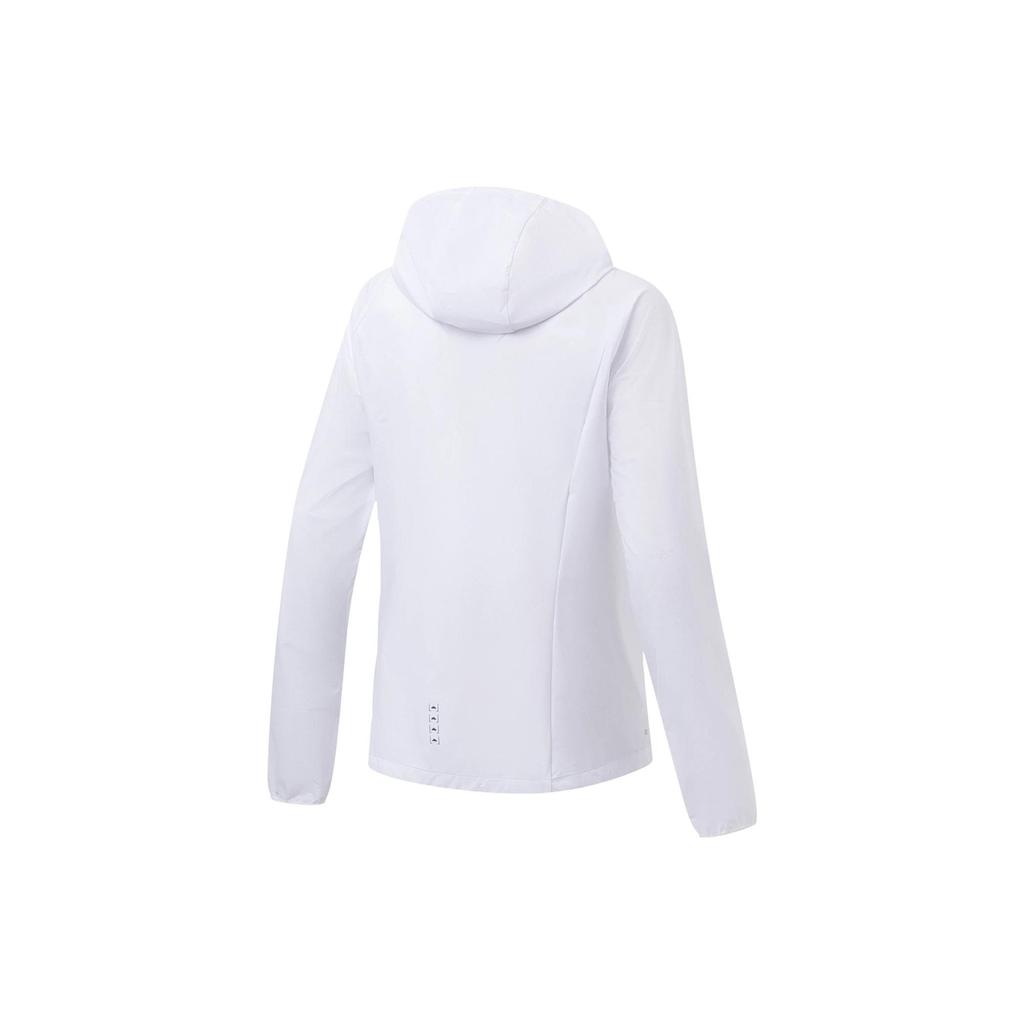 Lining Running Series Solid Color Zipper Hooded Long Sleeve Sun Protection Windbreaker Women Outerwear White AFDT182-2