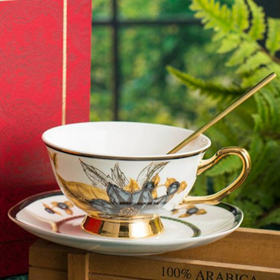 Vintage Luxury Bone China Coffee & Tea Cup Set - Elegant Ceramic Gift Pair