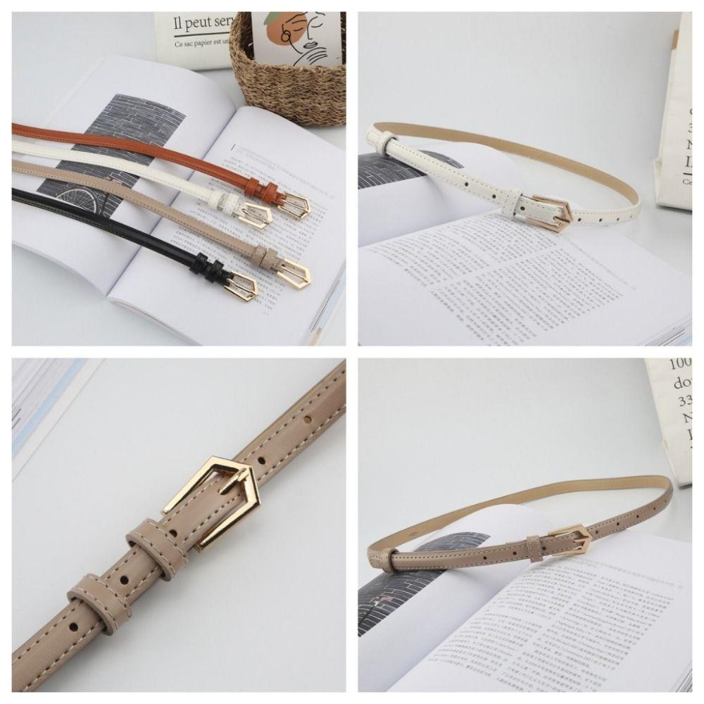 Women's Pin Buckle Thin Belt Fashion Trendy Waistband Dresses Decoration PU Leather Belt