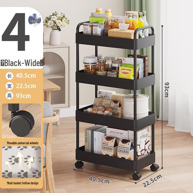 Compact Multi-Layer Rolling Storage Rack for Kitchen, Dorm, or Bathroom