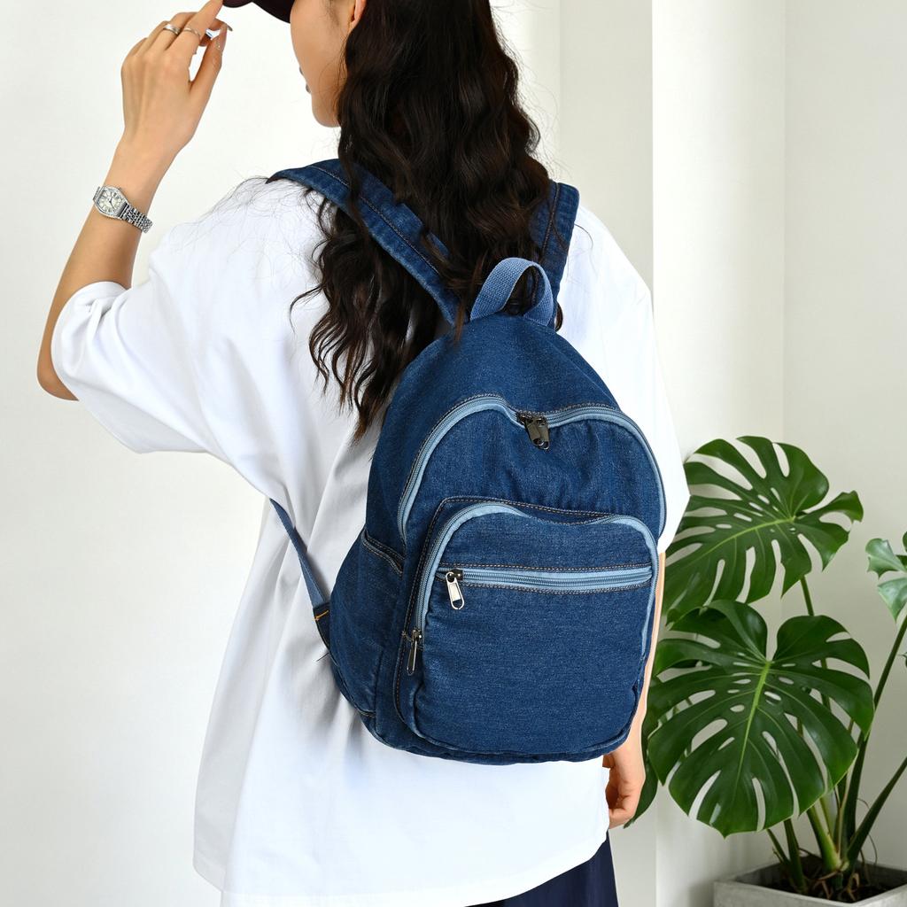 Schoolbag Japanese washed denim small backpack female Korean version literary small backpack college student canvas schoolbag wholesale