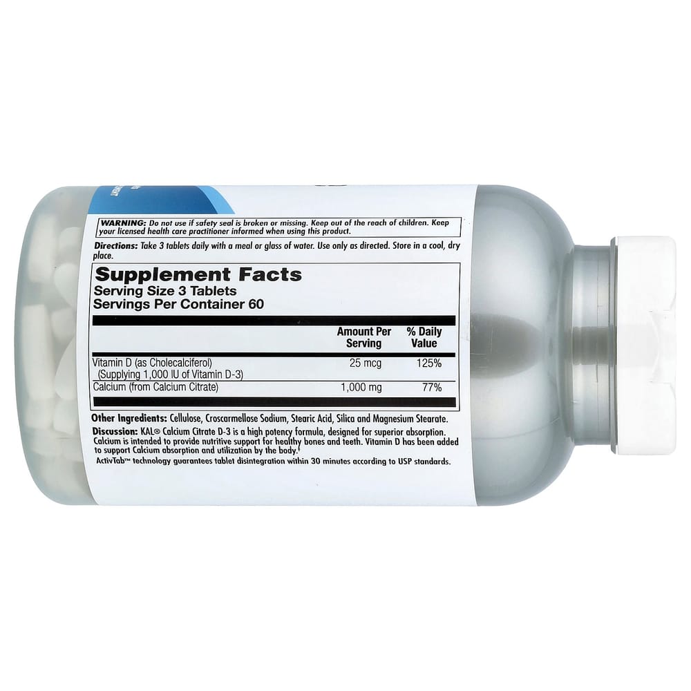 KAL Citrate Calcium D-3 180 Tablets