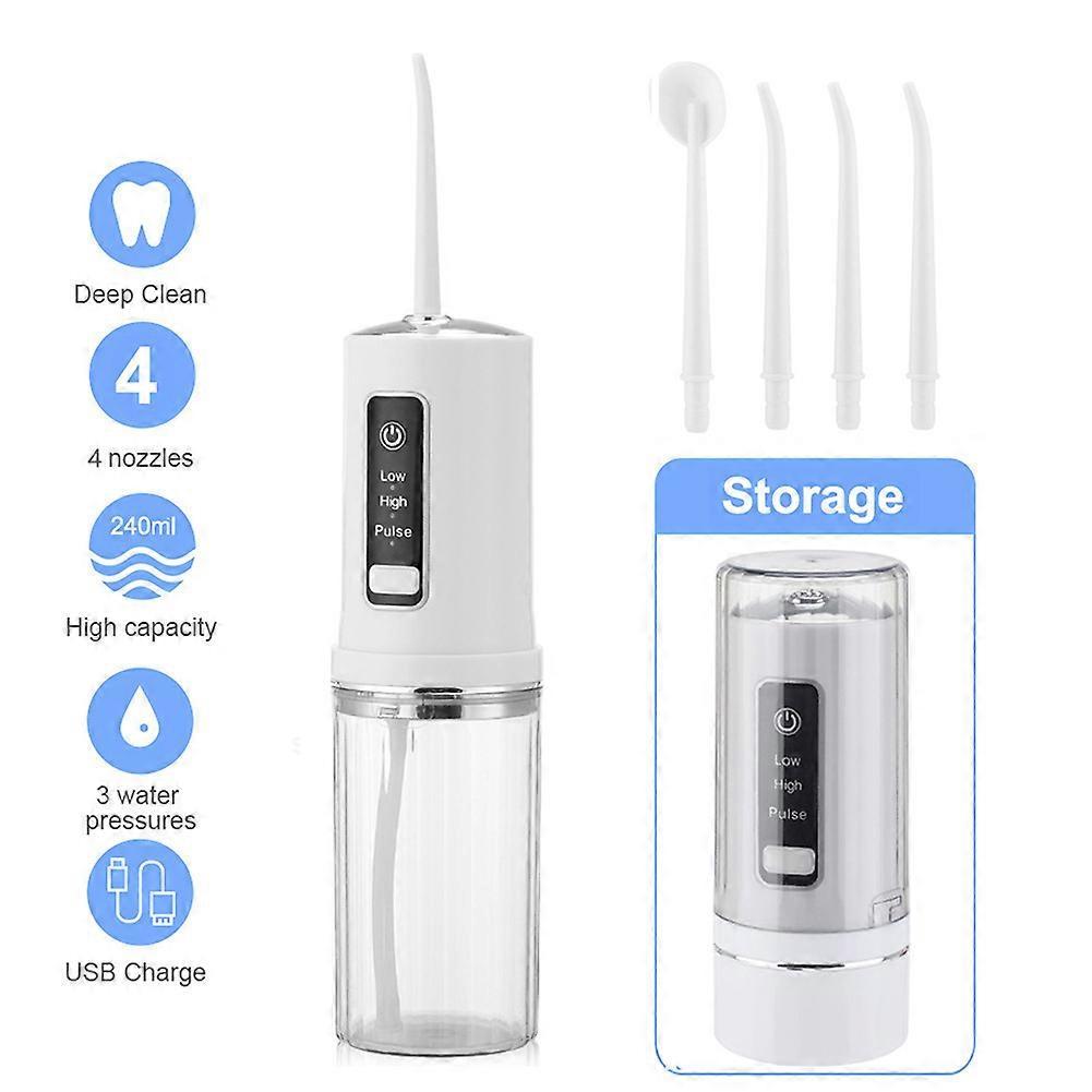 Portable 4-Head Electric Water Flosser, Adjustable 60-120 PSI Dental Irrigator for Tartar Removal Oral Hygiene