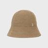 Studded Logo Summer Knit Bucket Hat Beige