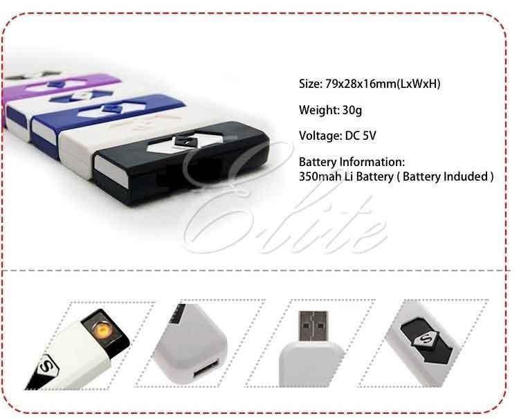 New Usb Slim Rechargeable Cigar Cigarette Flameless Lighter Lighter Electronic Lighters