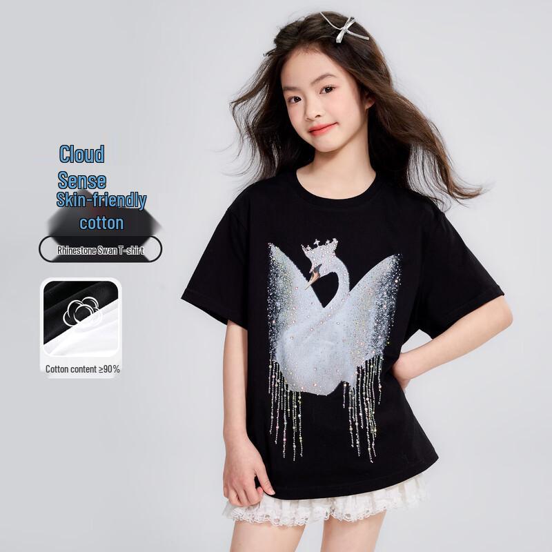 

Девичья футболка с блестящим лебедем от Princess Yuanyuan 120