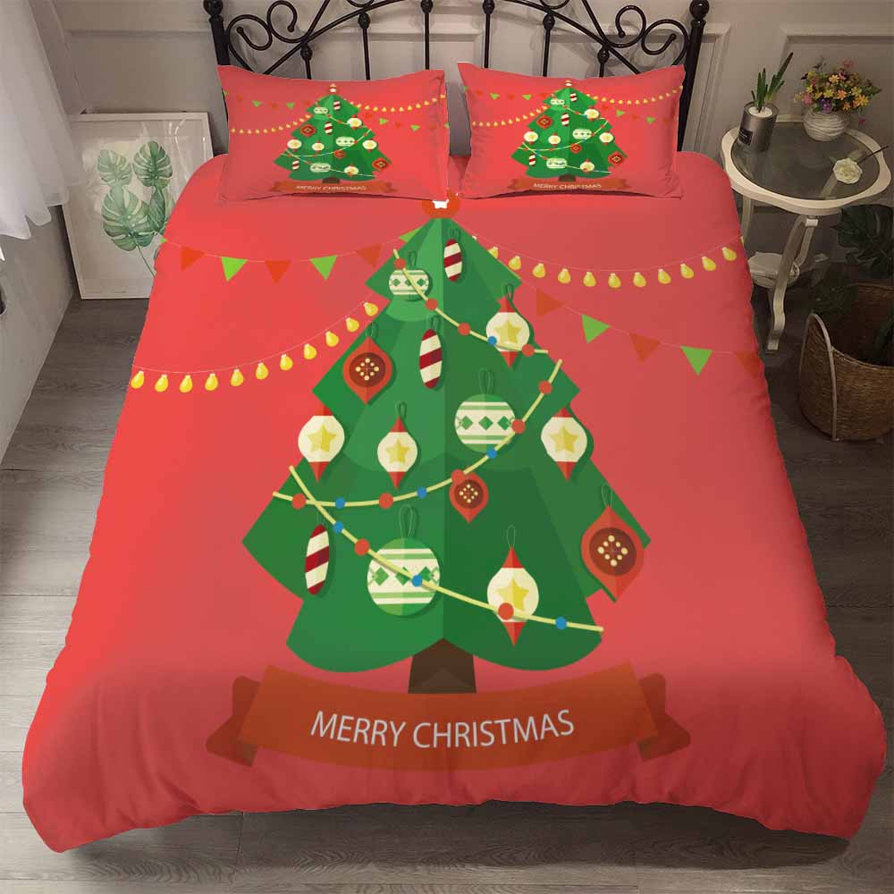 Merry Christmas Bedding Sets Housse De Couette Winter Bed Covers With Pillowcases New Year Gift Bedroom Bed Set Queen Size New 135x200cm