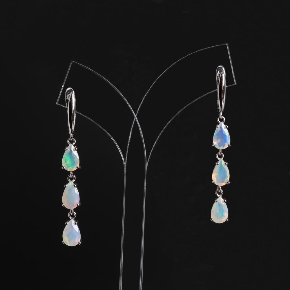 Bolaijewelry Natürliche bunte Opalohrringe aus 925er Sterlingsilber, wunderschöne echte Edelsteine, exquisiter Schmuck für Frauen