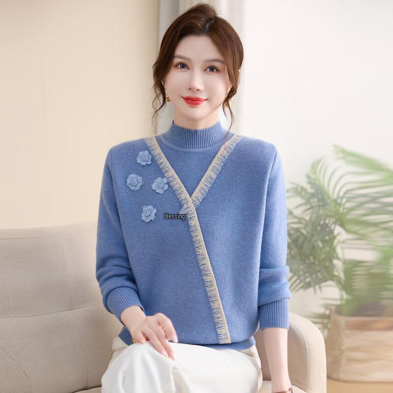 YUZHAOLIN Women's Fleece-Lined Half-High Collar Sweater