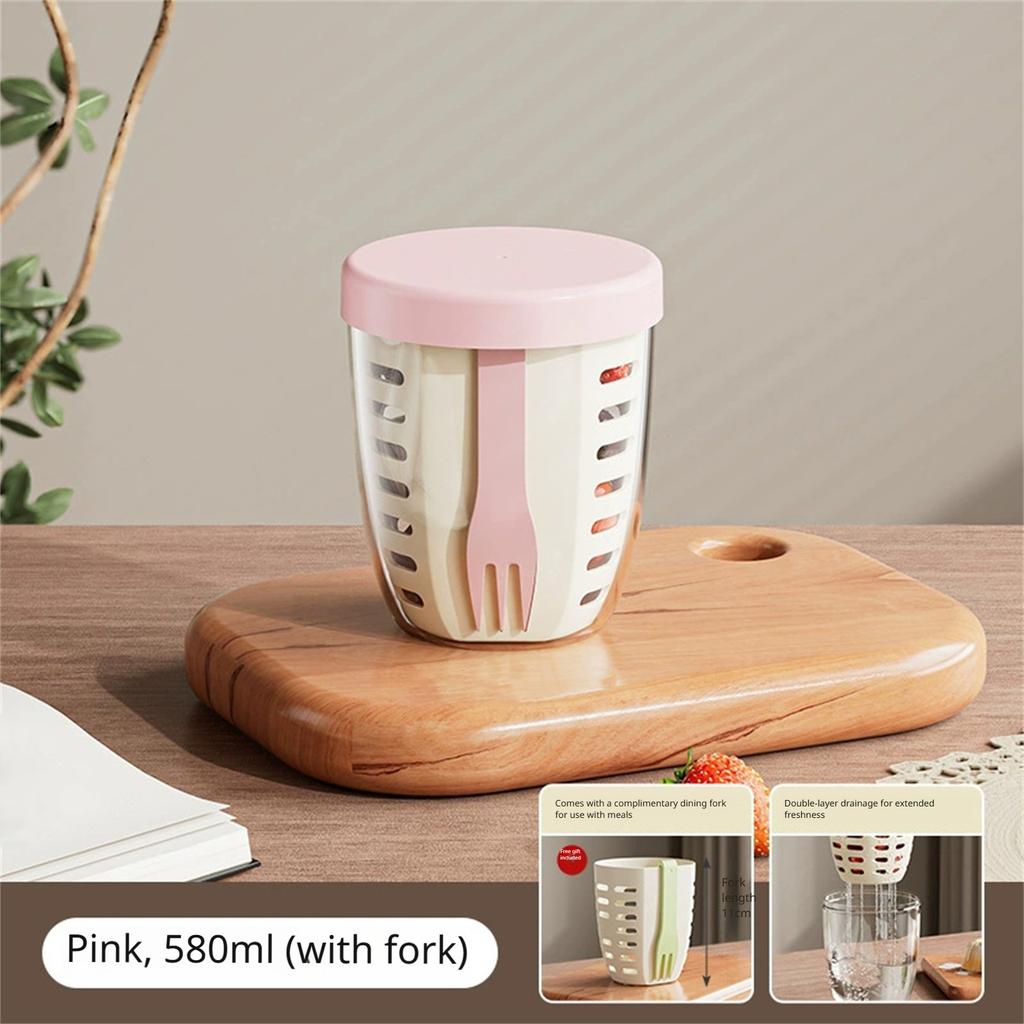 Large-capacity Draining Cups High-color Sealing Fruit Cups Portable Storage Water Cups Plastic Cups