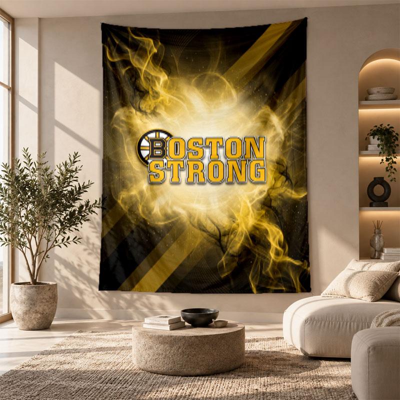 Arazzo Decorativo, Arte da Parete Stampato Boston Bruins, Appeso a Parete Leggero per Sfondo Camera da Letto