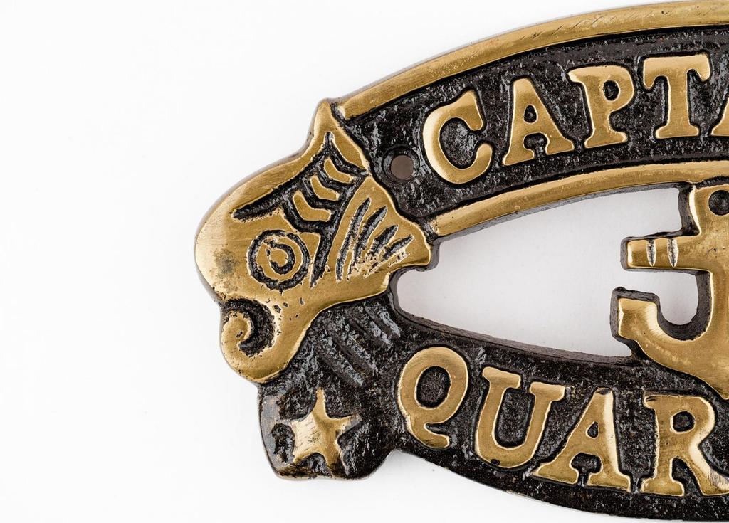 Antique Brass Captain's Quarters Sign – Vintage Nautical Maritime Wall Decor