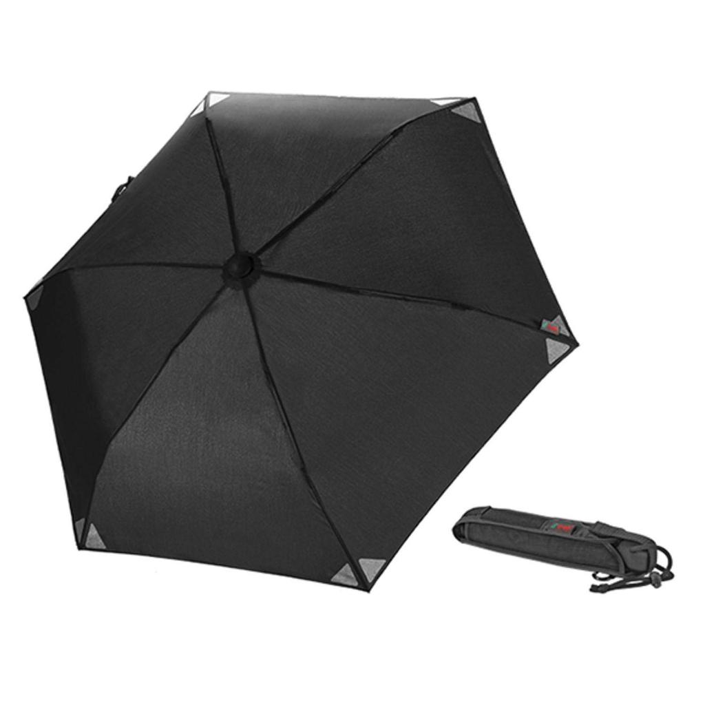 EuroSCHIRM Folding Umbrella Lighttrek ULTRA Black Reflective Nighttime Safety Lightweight and Windproof Model