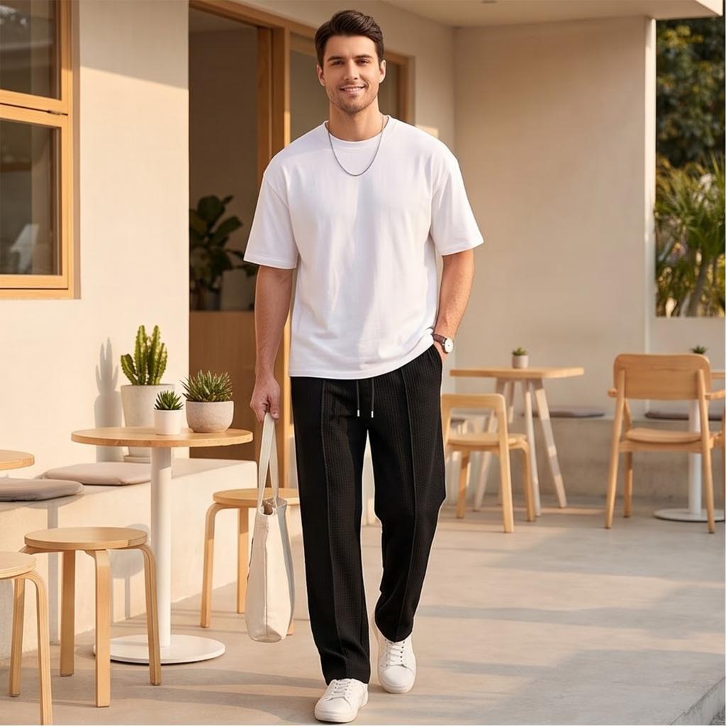 Men's Straight Leg Pants, Color Casual Long Trousers for Everyday Wear