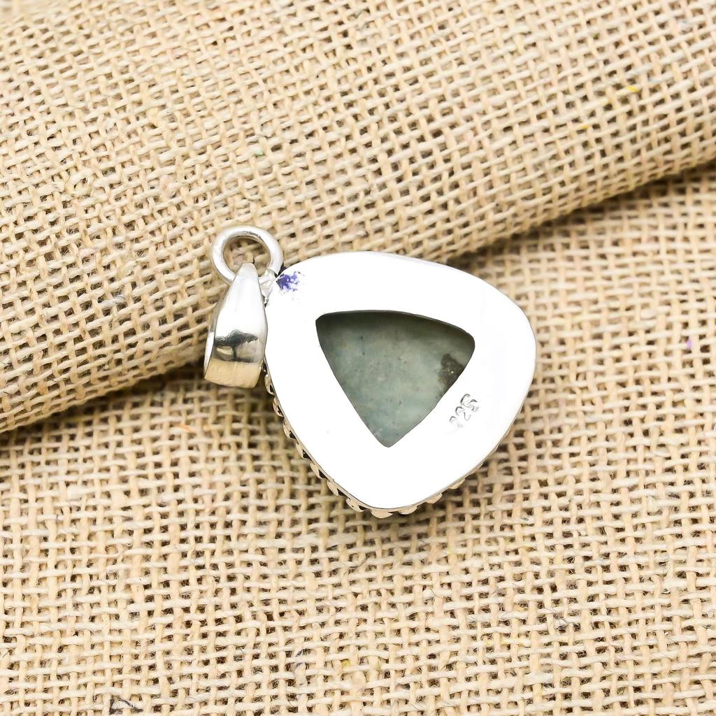 Bländande Amazonit Ädelsten 925 Sterling Silver Smycken Handgjort Hänge För Kvinnor