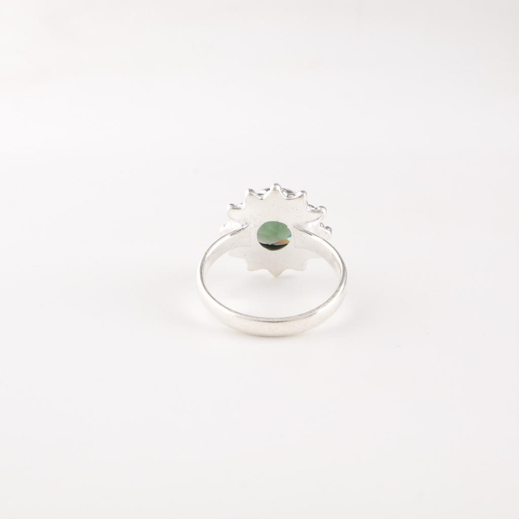 Round Green Tourmaline Gemstone 925 Sterling Silver Jewelry Handmade Girls Ring RR-7-49