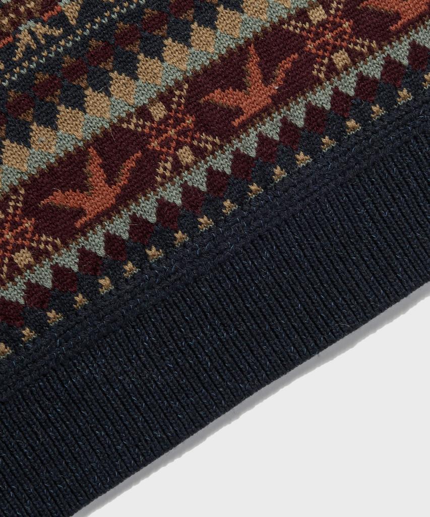 Ledeutonido Fair Isle Wool Knit Sweater Navy