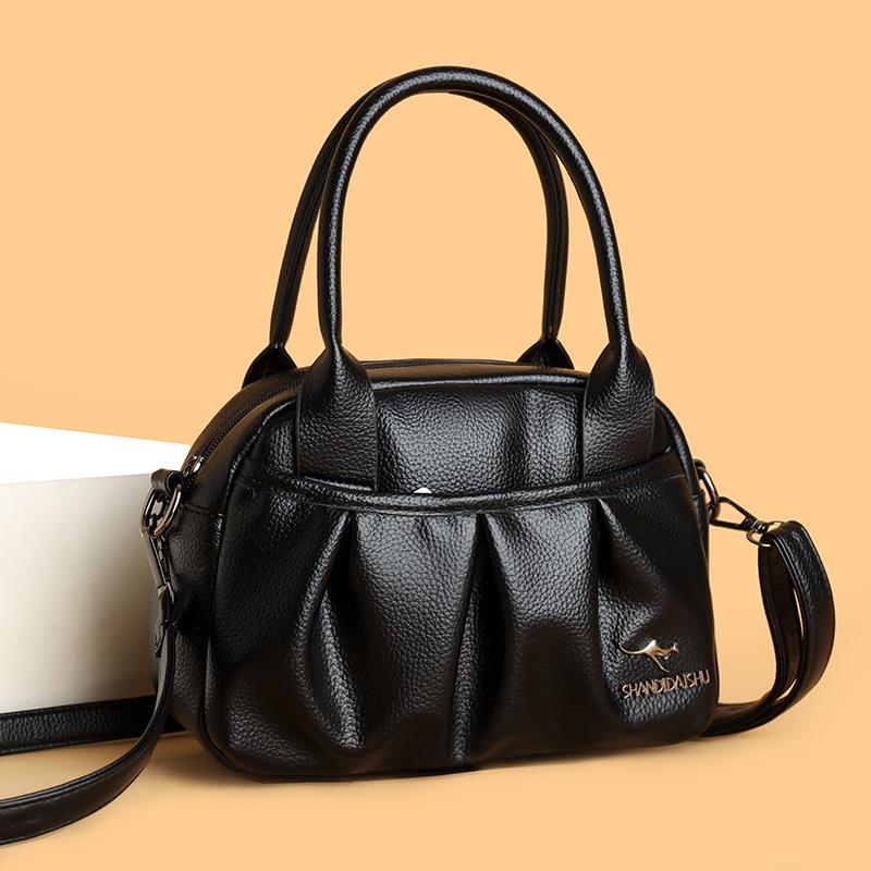 Elegant Leather Tote Bag for Women Casual Shoulder Crossbody Handbag with Top Handle