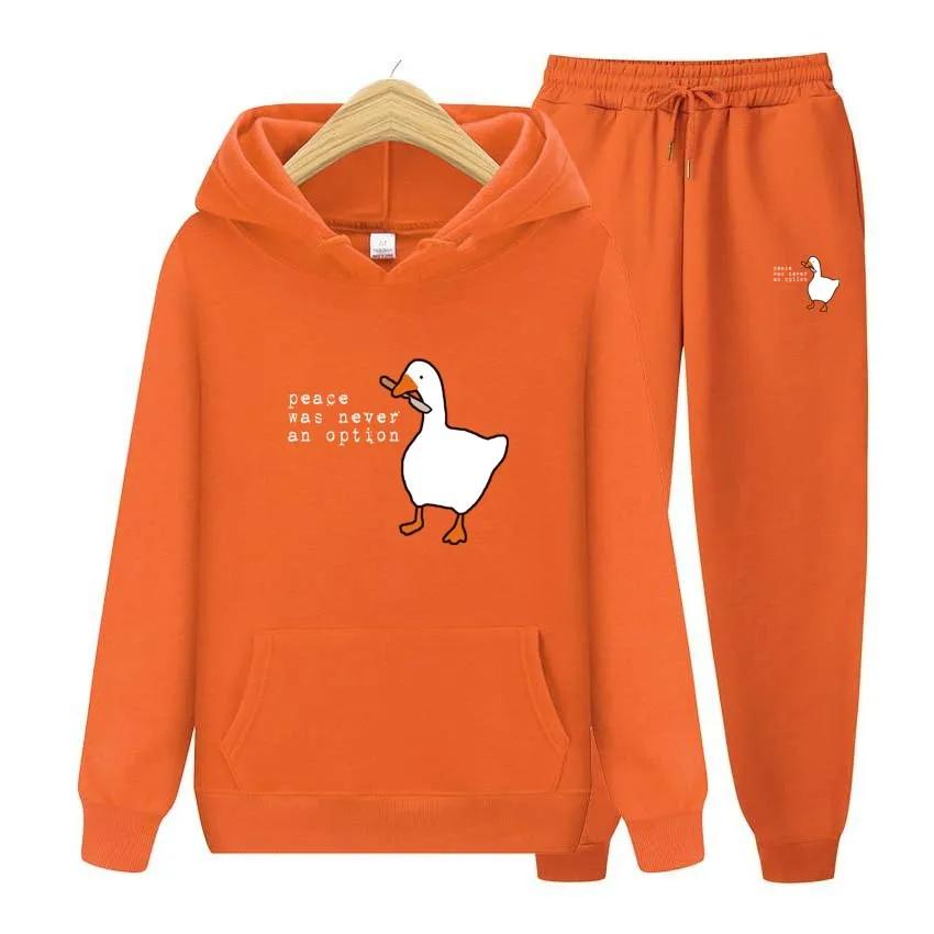 Peace Was Never An Option Two Piece Set  Printing Men Womens Hoodies Tracksuits Jogger Pants Thick Warm Clothes Men