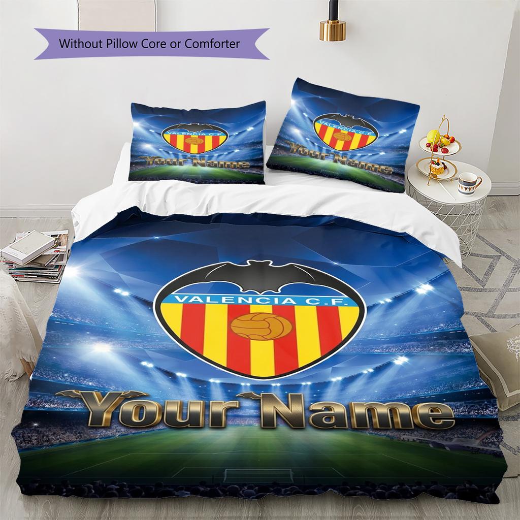 Name Custom Valencia CF Pattern Bedding Set Quilt Cover Pillowcase Home Decor Gift (1 * Duvet Cover + 2 * Pillowcase, Without Core)