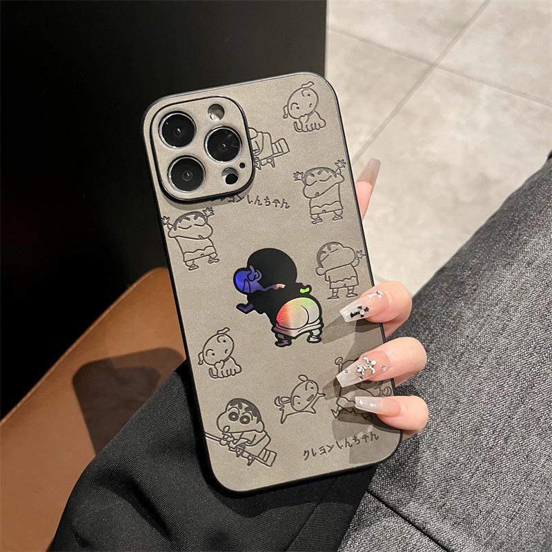 

Apple iPhone 16/17/12 PROMAX Crayon Shin-chan Funny Butt Mirror Case 15 Plus серый