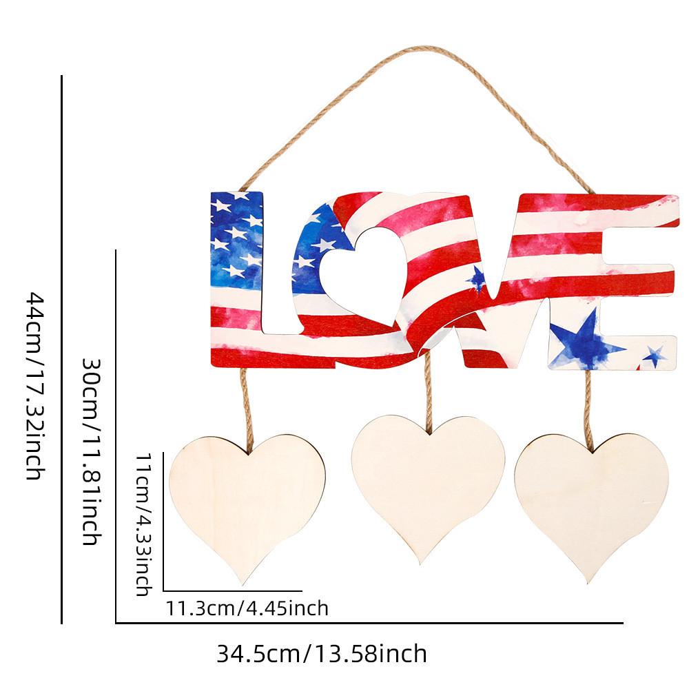 Rustic Heart Shaped Wooden Independence Day Decor With American Flag Motif For Events Holiday