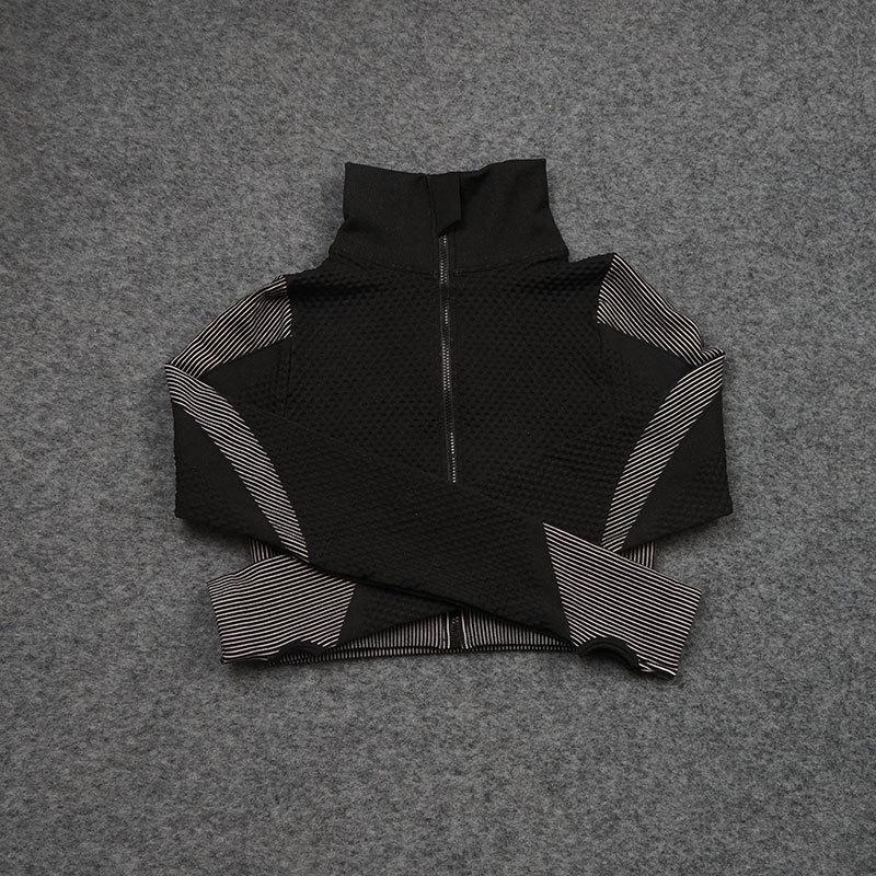 Seamless Yoga Set: Shockproof Sports Bra, Zipper Top, Quick-Dry High-Waist Hip-Lifting Pants