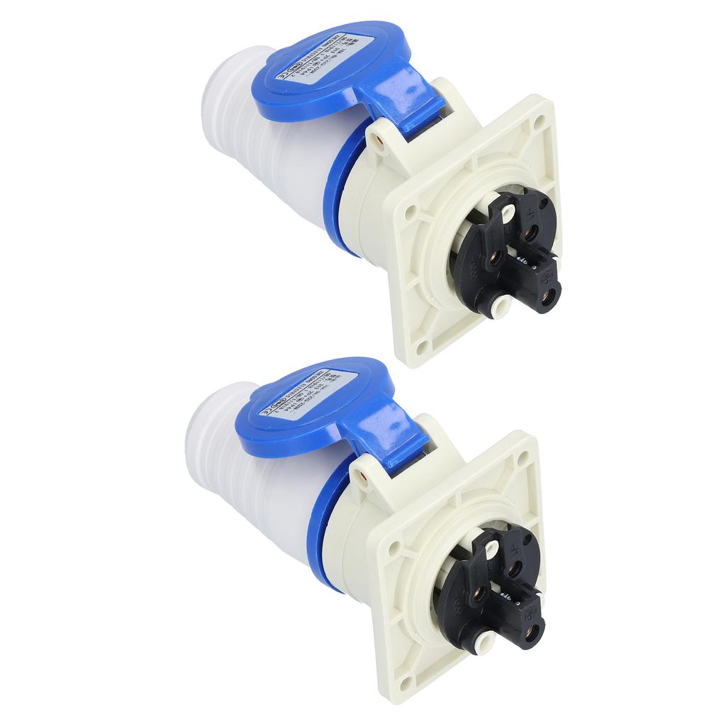 2 Set Industrial Power Connector 3 Pin Single Phase Aviation Plug Socket 220V250V 16A 2P+E