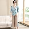 Mom's Summer Casual Plus-Size Floral Top & Shorts Set for Middle-Aged Women