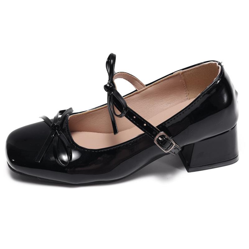 

Ballet High-heeled Women s New Style Slim-toe Leather Shoes 35 чёрный