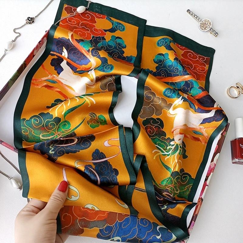 Chinese Style Colorful Double-Layer 100% Pure Silk Long Scarf for Women Ribbon Mulberry Silk Multi-Functional Long Scarf
