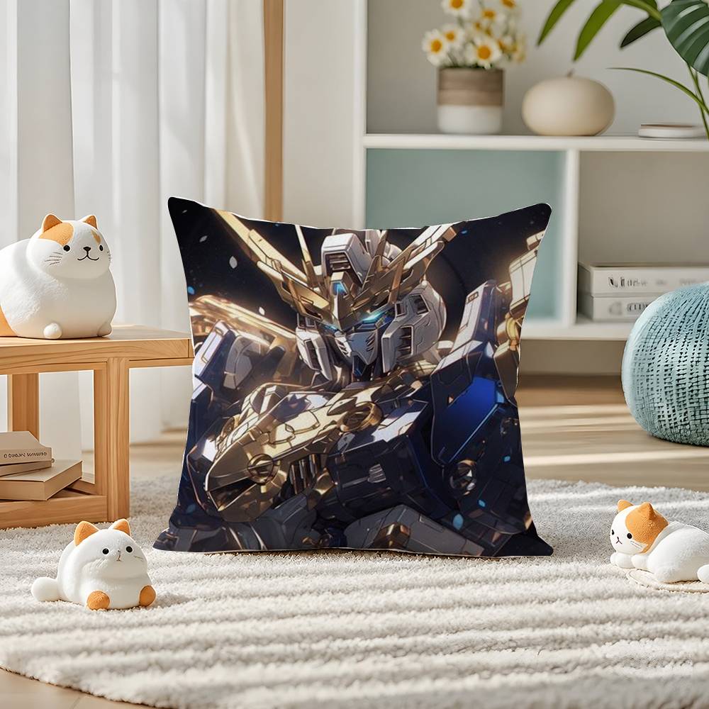 Mobile Suit Gundam Gundam F Anime Plush Pillow Cover Soft Short Plush Cushion Cover For Sofa Bedroom Home Decor Gift