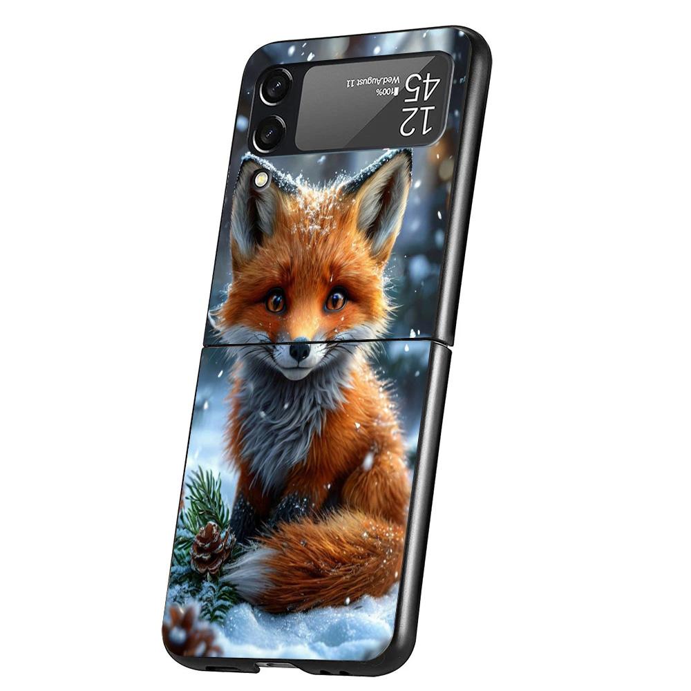 Animal Fox Phone Case For Samsung Galaxy Z Flip 7 6 5 4 3 5G Cover ZFlip7 ZFlip6 ZFlip4 ZFlip5 ZFlip3 Coque Fundas Galaxy Z Flip