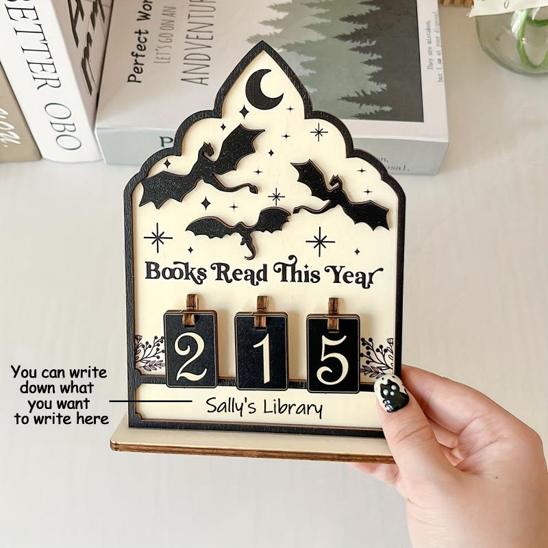Wooden Book Read This Year Counter Reading Challenge Tracker Bookshelf Club Classroom Decor New Years Gifts For Bookworm Family