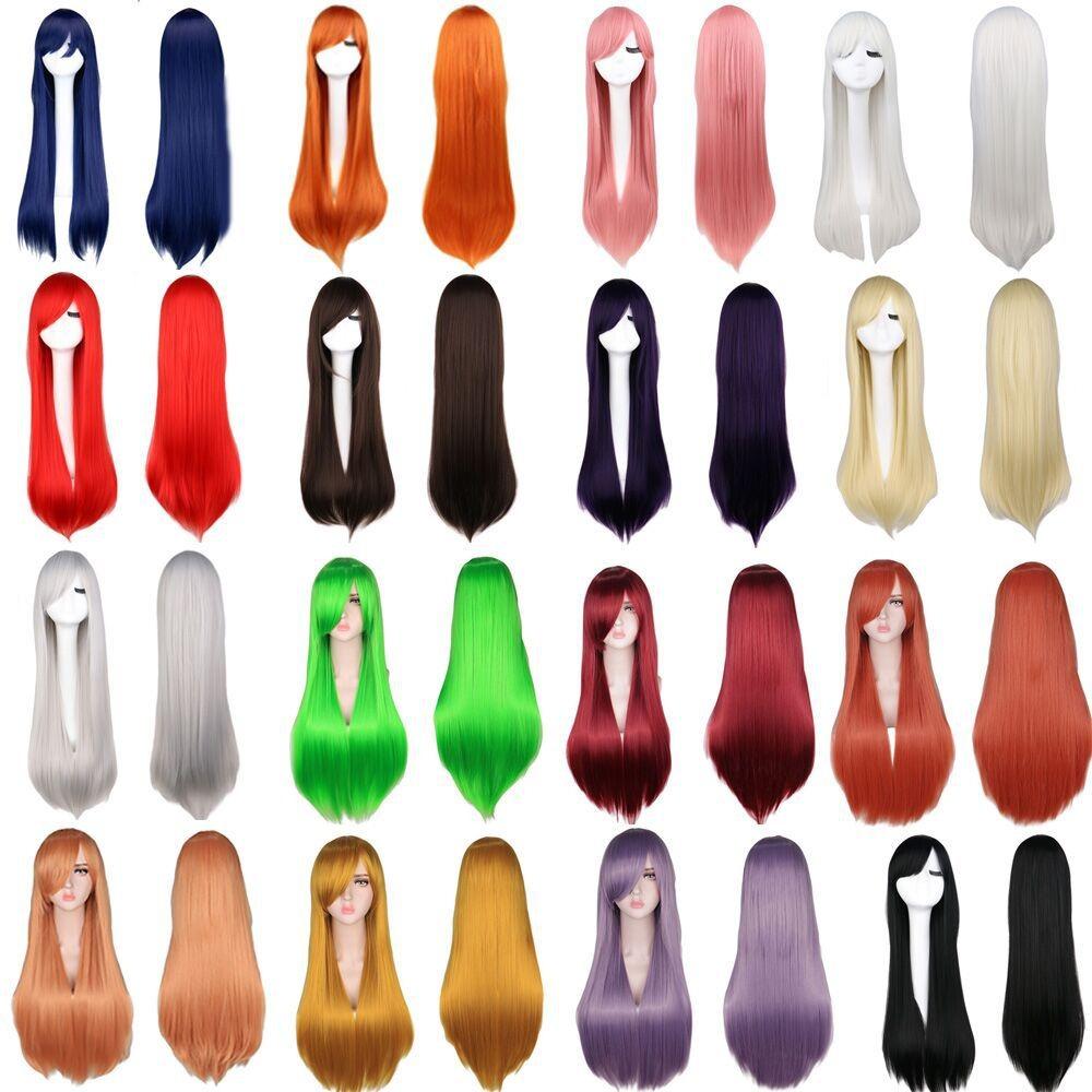 Female Colourful Cosplay Wig Heat Resistant Fiber Anime Party Wigs Long Straight Synthetic Wigs