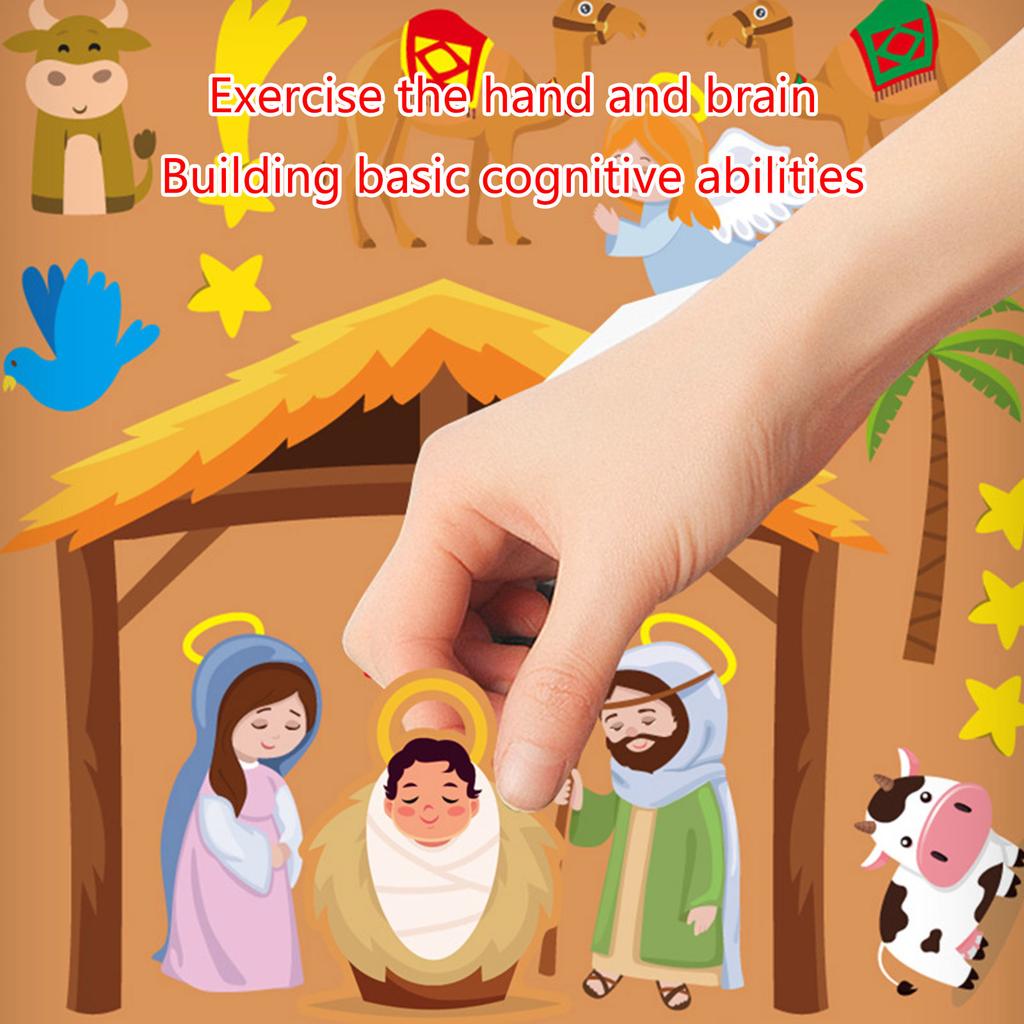12pcs/lot Christmas Nativity Scene Stickers Set Religious Sticky Label Creative Activity DIY Decals Party Decor for Kids