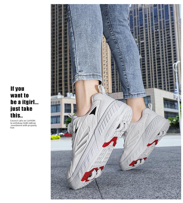 Dingjian 4-Wheel Deformation Roller Skates for Kids - Boys and Girls