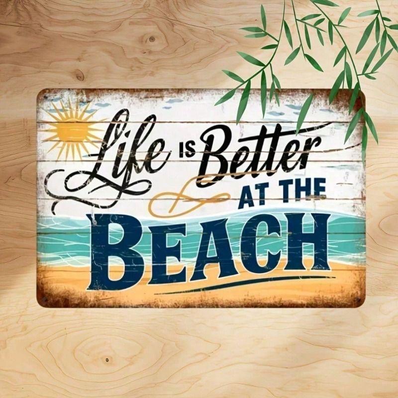 

Metal Wall Art Round Sun Ocean Vintage Nautical Decor for Living Room