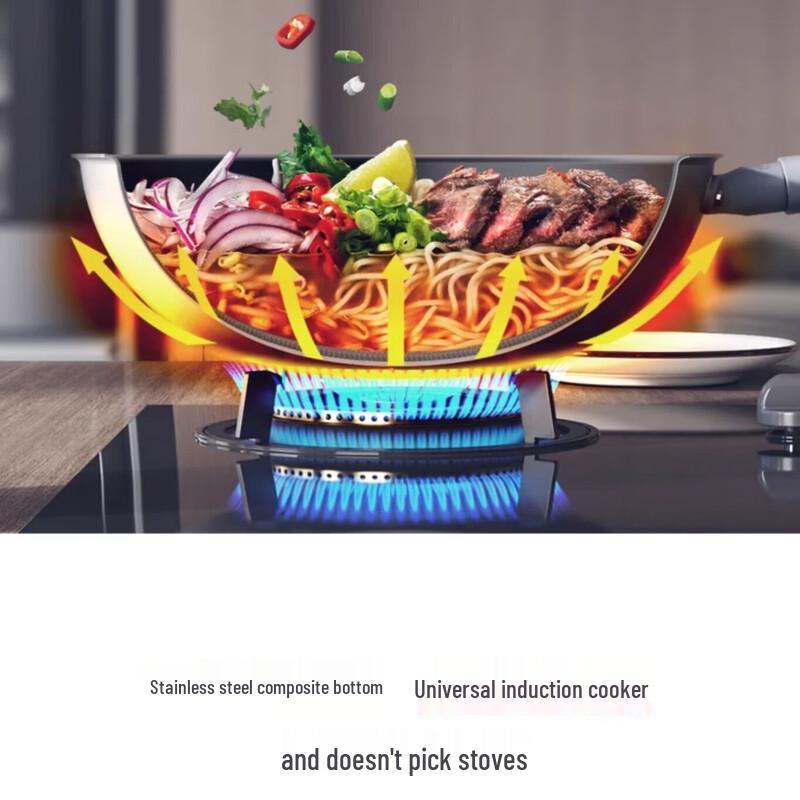 Sanhe Micro-Nano Coating-Free Non-Stick Titanium Wok, 30cm
